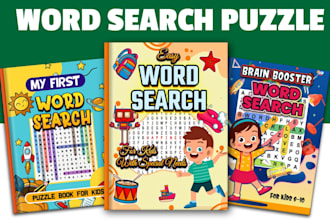 design word search puzzle book, activity book, and puzzle books