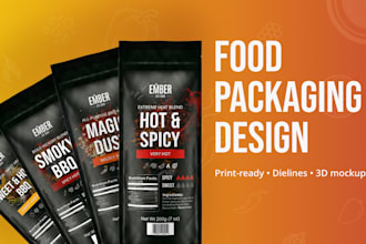 design food packaging, pouch packaging and product labels