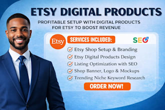 do etsy SEO optimization, shop setup, branding, logo design, banner