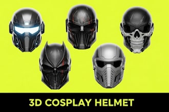 sculpt 3d cosplay model 3d mask design 3d futuristic helmet for 3d printing