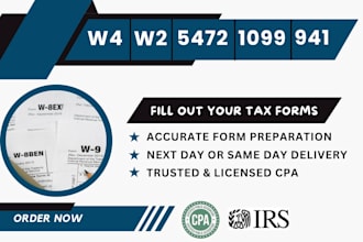 prepare and efile your w2, w9, w8 ben, 1099 nec, 1099 misc tax form