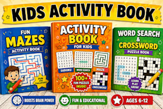 design educational workbook cover or activity book cover kids for amazon KDP