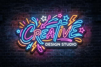 design a vibrant and glowing neon logo for your brand
