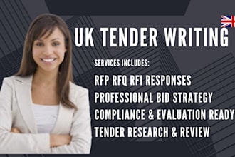 write winning tender proposal, rfp rfq response and bid proposal, UK tender