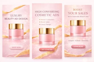 design luxury beauty product ads for social media and ecommerce