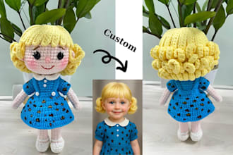 create custom crochet, amigurumi plushie handmade toy with animal pattern design