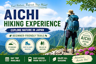 create a hiking and trekking itinerary in aichi, japan
