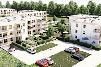 develop cgi rendering from site plan, estate housing architectural visual, revit