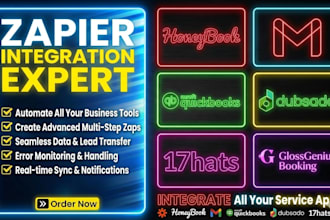 zapier integrate honeybook gmail quickbook dubsado 17hats gloss genius booking