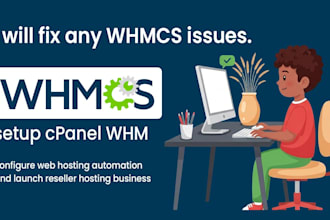 install whmcs, setup cpanel whm, configure web hosting