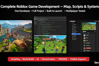 develop your complete roblox game, map, scripting, systems, animation, vfx, sfx