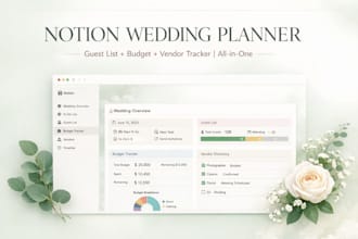 design notion event wedding planner template with budget guest vendor tracker