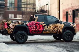 create car wrap, pickup truck, food van wrap