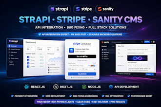 build strapi stripe sanity cms instegration website error fixes seo development