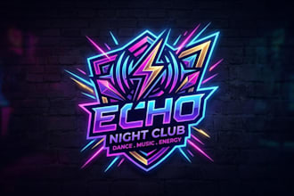 design a bold and vibrant night club logo for your brand