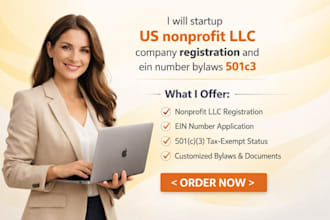 startup us nonprofit llc company registration and ein number bylaws 501c3