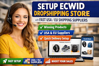 setup ecwid dropshipping store with fast USA eu shipping suppliers