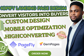design shopify landing page and product page using pagefly or gempages