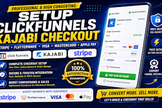 setup clickfunnels kajabi checkout stripe flutterwave visa mastercard apple pay