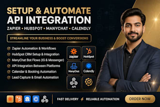 setup api integration workflow zapier hubspot cal kit automation manychat flows