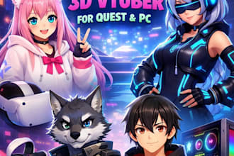 create a custom vrchat avatar or 3d vtuber for quest and PC