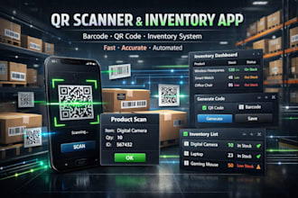 develop a custom qr code scanner app, barcode generator, qr code inventory