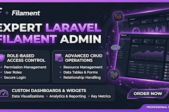 build a laravel filament admin panel with crud and role management