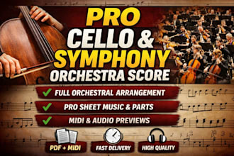 create professional sheet music and scores for cello and symphony orchestra