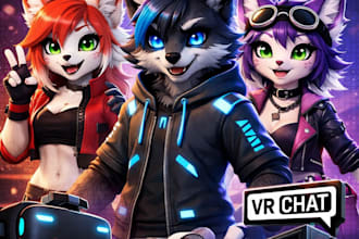 create a custom 3d furry avatar for vrchat, PC and quest