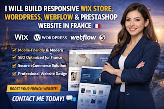 build responsive wix store design wordpress webflow prestashop france website