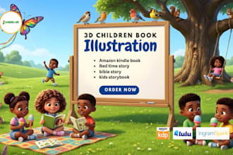 draw 3d children book pixar kids illustration bible storybook for kindle book
