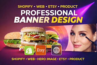 design shopify banner, web banner, hero image, etsy, product banner