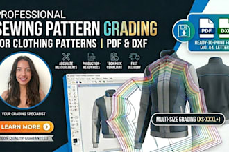 create professional sewing pattern grading for clothing patterns in pdf dxf