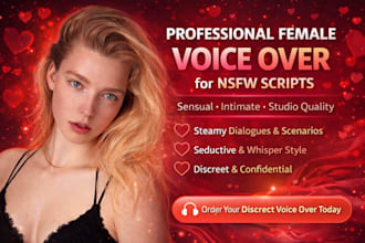 record female voice over asmr whisper nsfw voice, flirty voice, adult scripts