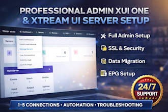 install admin xui one server, xtream ui server, epg setup, SSL, automation