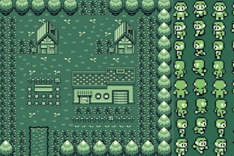 design retro gameboy style sprites, scenes, pfp pixel art rpg protrait, 8,16 bit