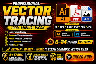manually trace bitmap or raster image to vector