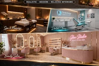 design and render 3d spa, massage room, dental clinic and beauty salon interior