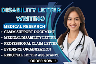 write a professional medical support letter for your claims