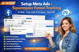 setup facebook meta ads squarespace lead funnel purchase pixel tracking