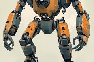 make anime style mecha robot illustrations