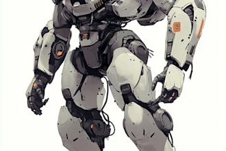 do anime style mecha robot illustrations
