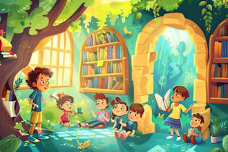 create colorful picture book illustrations for children stories and KDP