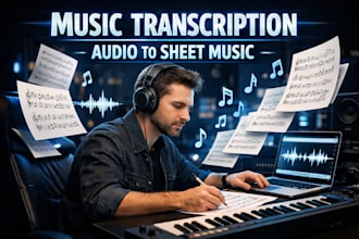write and transcribe music to sheet music or piano score professionally