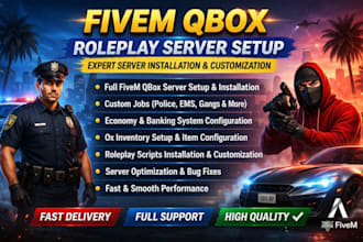 install and configure fivem qbox server with jobs, scripts and ox inventory