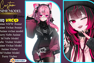create custom 3d anime nsfw avatar, furry vrchat model, 3d vtuber vrm setup