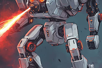 create retro mecha or scifi gundam art