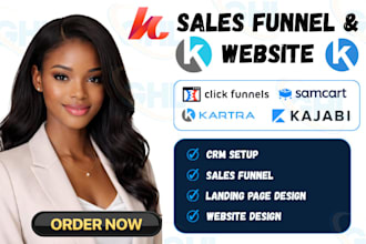 design clickfunnel, samcart, kartra sales funnel vsl landing page kajabi website