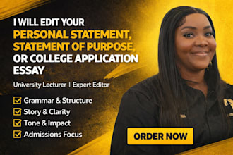 edit personal statement, statement of purpose, or college application essay