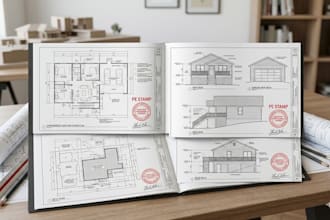 deck garage permit drawings floor plan elevations site plan pe stamp ca tx fl